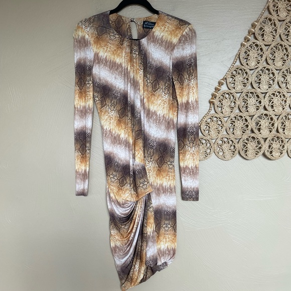 Torn by Ronny Kobo Dresses & Skirts - Torn by Ronny Kobo Snakeskin Print Body Con Ruched Mini Dress, Size Small